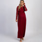 New European and American fashion solid color maternity lace hollow long sleeve dress long dress - Hiccupzz
