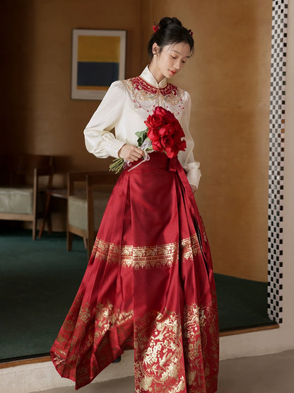 July Xi Xi Xi Yun Shoulder Horse-Face Skirt Han Chinese Clothing - Hiccupzz