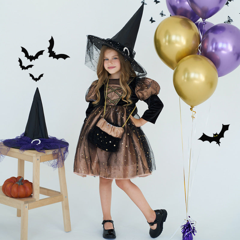 Girls Witch Dress Halloween Party Costume