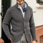 Men’s Solid Color Stand Collar Front Button Closure Waffle Knit Cardigan - Hiccupzz