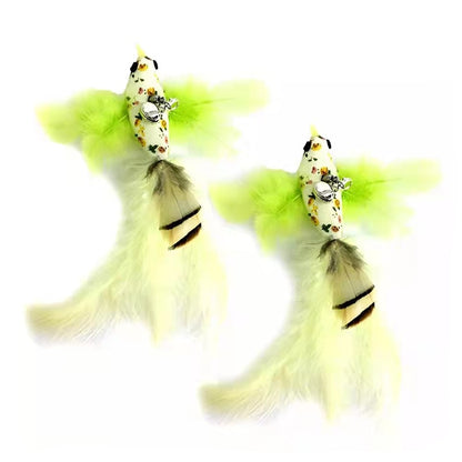 Simulation Bird Interactive Funny Cat Stick Toy Furry Feather Bird With Bell Sucker Cat Stick Toy Kitten Playing Toy - Hiccupzz
