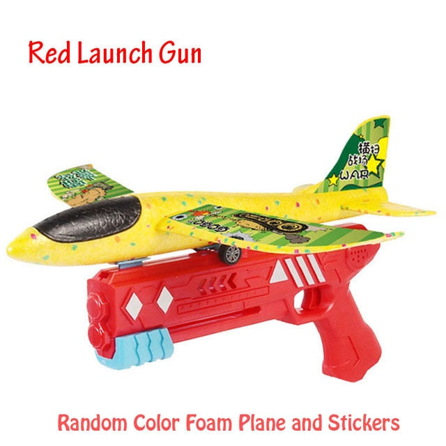 Foam Plane 10M Launcher Catapult Airplane Gun Toy Children Outdoor Game Bubble Model Shooting Fly Roundabout Toys