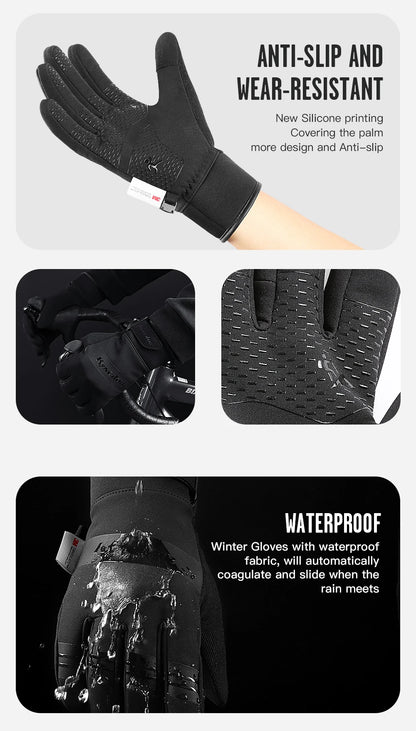 3M Black Waterproof Winter Gloves - Warm Cycling, Outdoor Sports