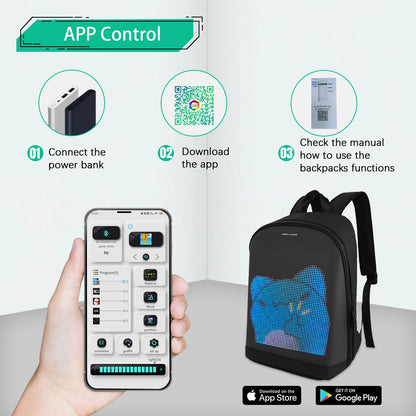CRELANDER LED Backpack Waterproof Smart Bluetooth APP Control DIY Display Laptop School Bags For Men Women Mochila - Hiccupzz