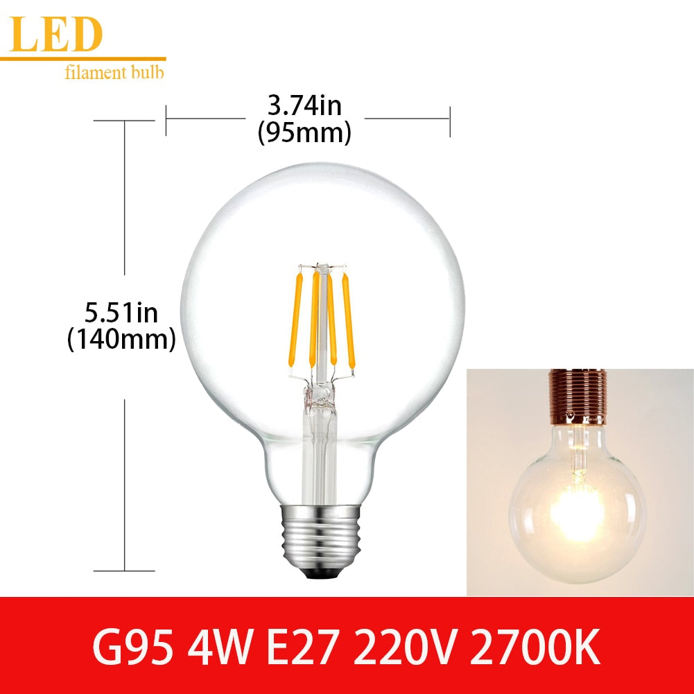 LED Filament Light Bulb Clear Glass Ampoule