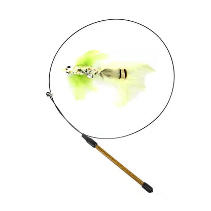Simulation Bird Interactive Funny Cat Stick Toy Furry Feather Bird With Bell Sucker Cat Stick Toy Kitten Playing Toy - Hiccupzz