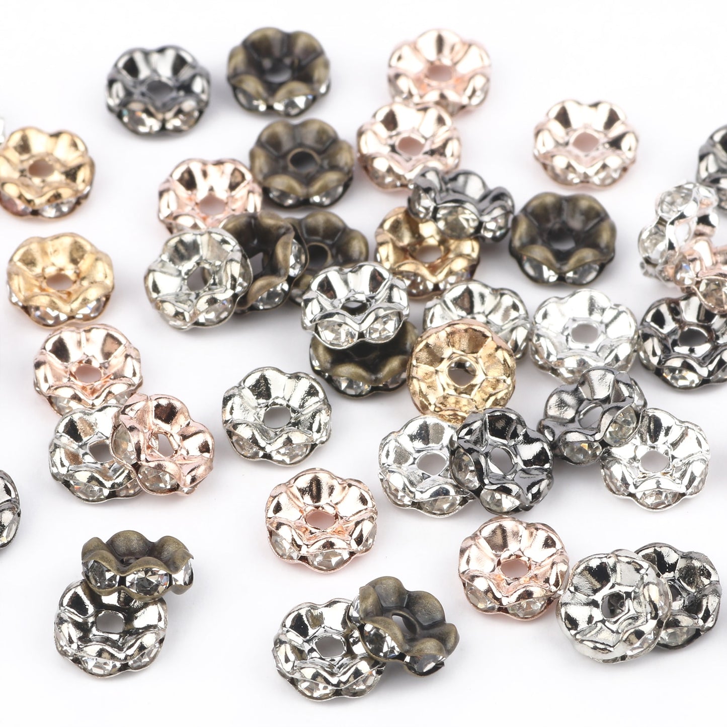 50pcs/lot  Crystal Round Loose Spacer Beads for DIY Making Bracelet Necklace Accessories