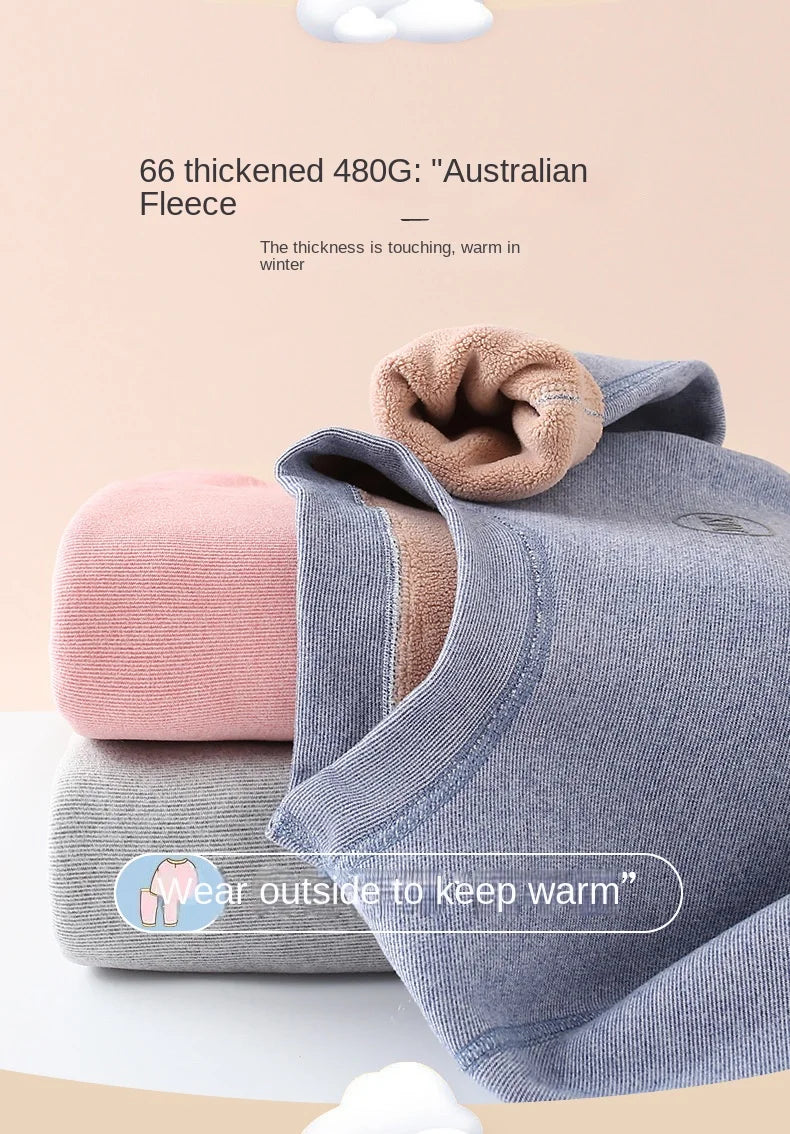 2-Piece Thermal Underwear Set for Boys - Fleece, 37°C Constant Temperature Warm, Winter Clothes for Children and Teenagers, Long Johns