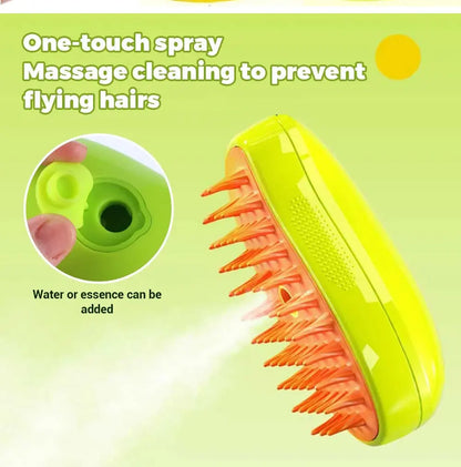 3-in-1 Electric Steamy Brush for Cats & Dogs – Steam Brush, Sprayer, and Massaging Pet Grooming Tool for Shedding - Hiccupzz