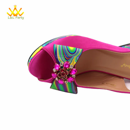 Appliques Specials Italian Design Nigerian Women Shoes Matching Bag Set in Red Color INS Hot Sale Sandals - Hiccupzz