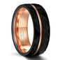 Tigrade 4mm 6mm 8mm Black Tungsten Rings for Men Women Thin Rose Gold Groove Hammered Wedding Band Ring Comfort Fit Size 5-14 - Hiccupzz