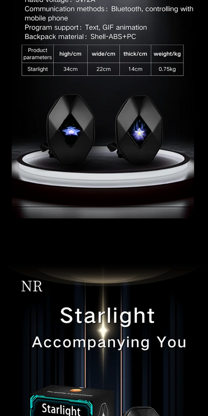 Motorcycle Backpack with LED EYE - DIY Riding Bag with APP Control, Hard Shell, Rainproof, Fits 14-Inch Notebook - Hiccupzz