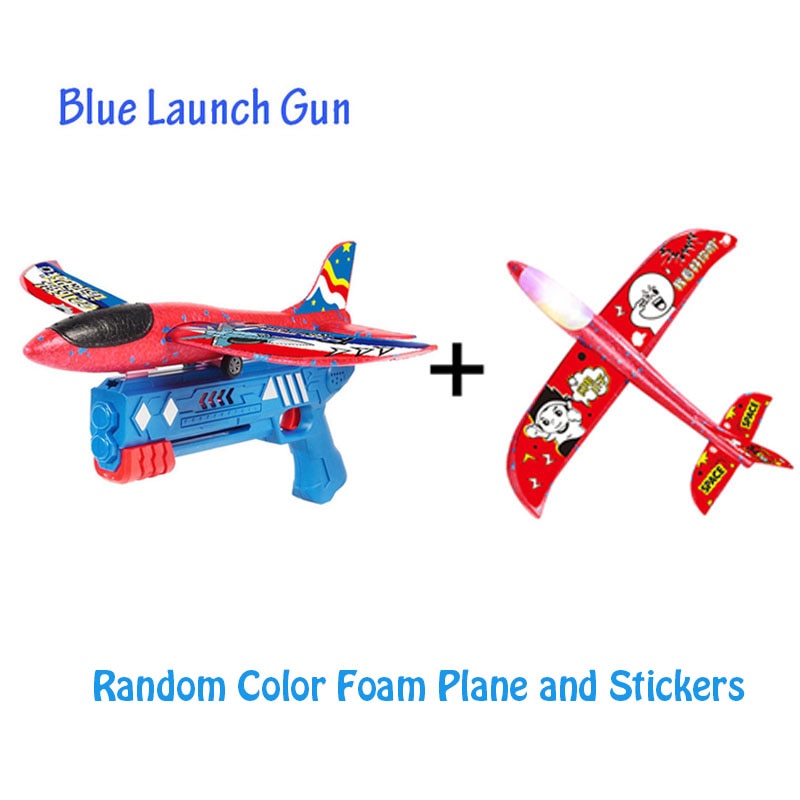 Foam Plane 10M Launcher Catapult Airplane Gun Toy Children Outdoor Game Bubble Model Shooting Fly Roundabout Toys