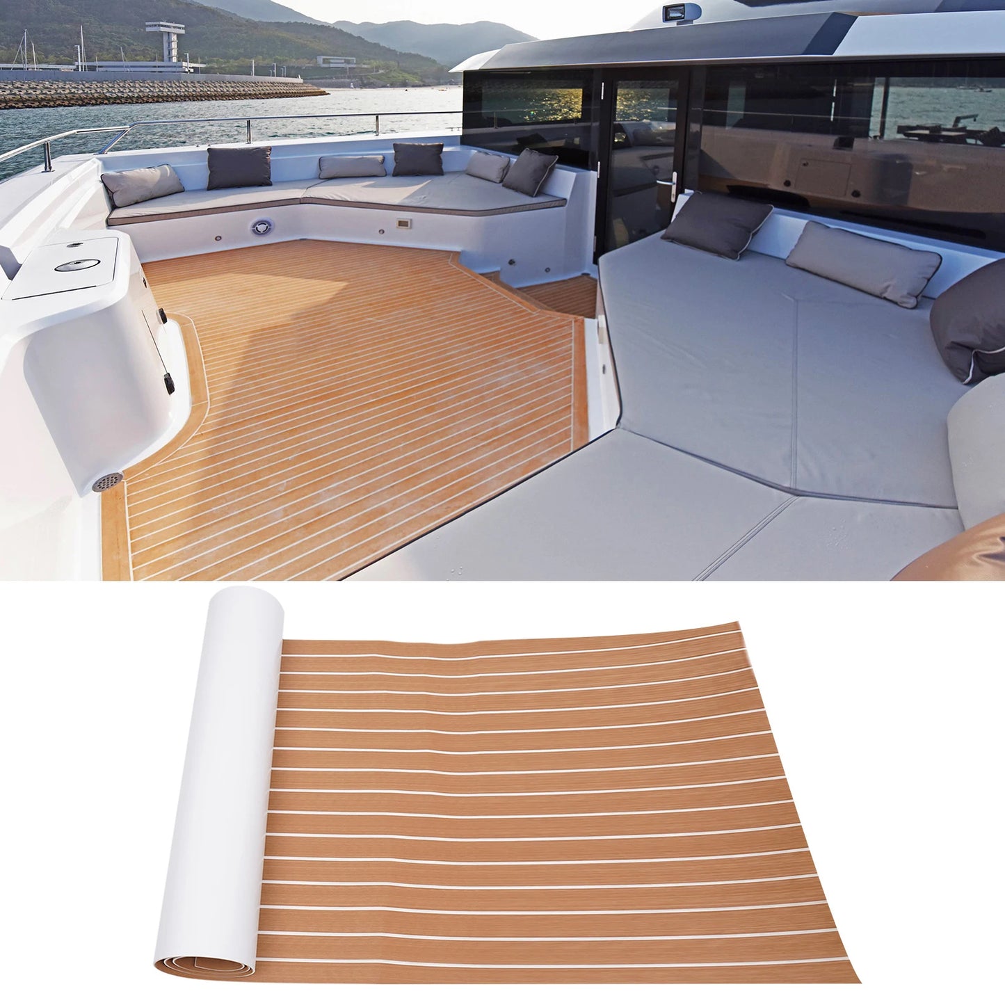 94.5"x 35.4" EVA Anti-slip Mat Foam Boat Decking Sheet Anti-Slip Self-Adhesive Deck Boat Flooring Mat Cuttable