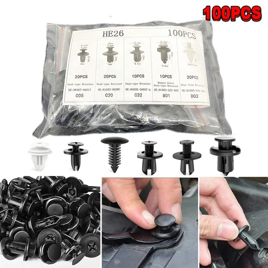 100pcs/50pc Universal Auto Fastener Clip Car Bumper Clips Fender Plastic Clip Car Body Bumper Rivet Replacement Push Pin