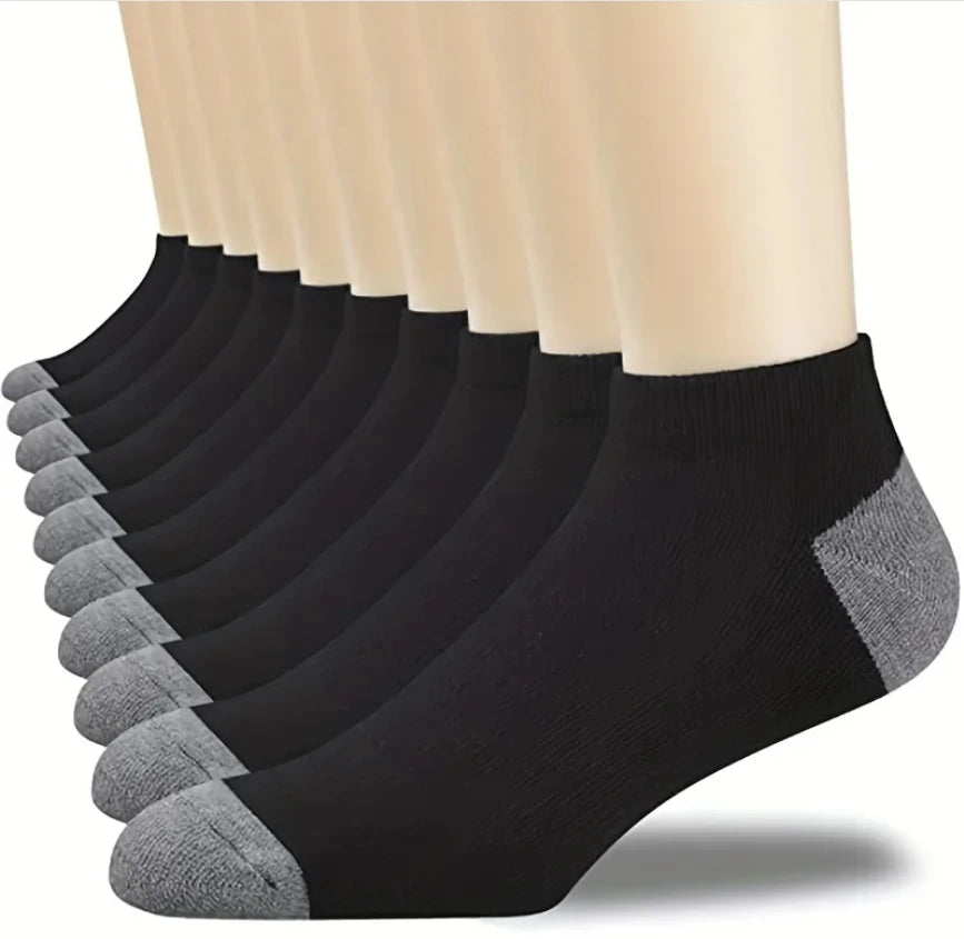 10 Pairs Breathable Cotton Sports Socks - Bamboo Fiber Sweat-Absorbing Deodorant Socks