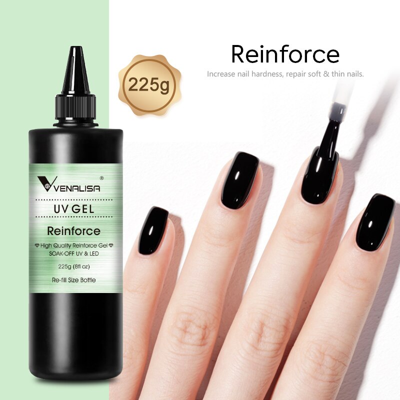 Long Wear Tempered Top Coat Reinforce Gel, Big Volume 225g/30ml Base Gel