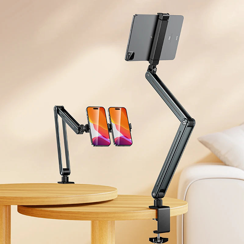 Foldable Tablet/Phone Holder – Adjustable Aluminum Alloy Stand with 360° Rotation, Bed & Desk Mount for 4–12.9 Inch Devices (iPad, iPhone, Tablets, Smartphones)