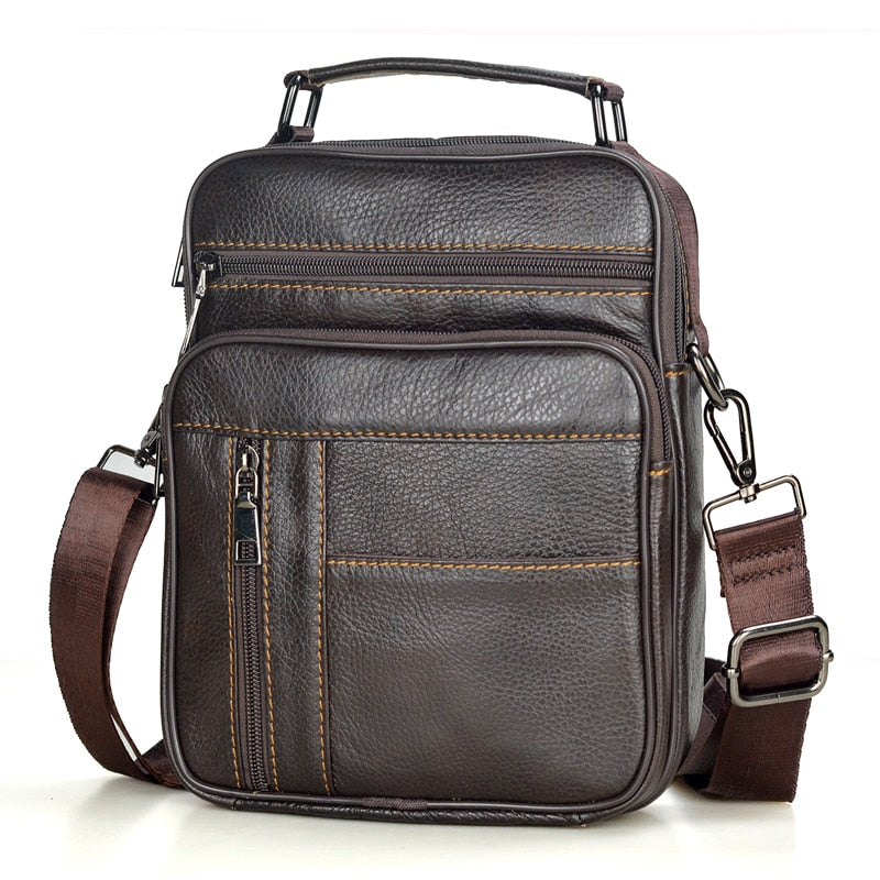 Bolso de hombro de cuero genuino para hombre