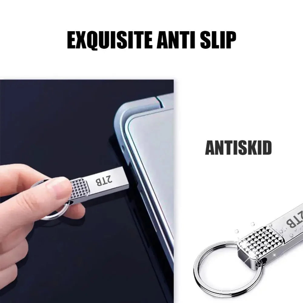 2TB Metal USB 3.2 Flash Drive – High-Speed Type-C Pen Drive, 1TB/512GB/128GB Mini Key Design for Phone & PC