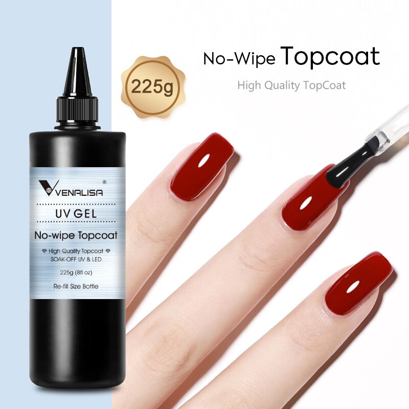 Long Wear Tempered Top Coat Reinforce Gel, Big Volume 225g/30ml Base Gel