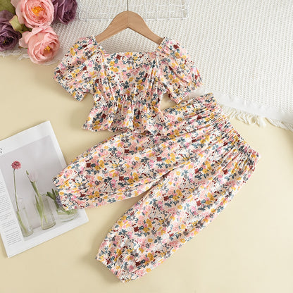 Kids Girls Clothing Sets Summer New Style Brand  Baby Girls Clothes Short Sleeve T-Shirt+Pant Dress 2Pcs Children Clothes Suits - Hiccupzz