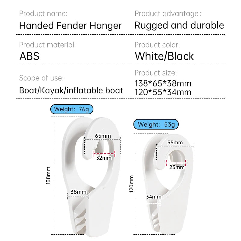 24 - 32 The Original Single Handed Fender Hanger - Made from UV Resistant Plastic  Boat Fender Clip BoatFender Quick Release Cli