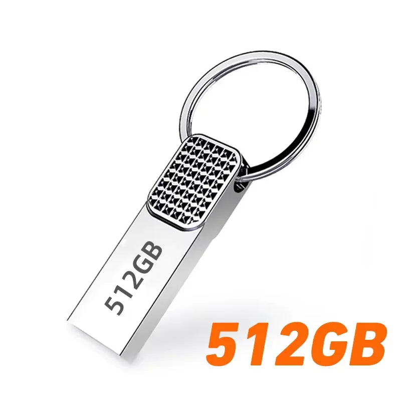 2TB Metal USB 3.2 Flash Drive – High-Speed Type-C Pen Drive, 1TB/512GB/128GB Mini Key Design for Phone & PC