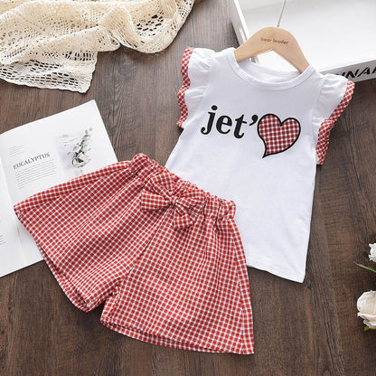 Kids Girls Clothing Sets Summer New Style Brand  Baby Girls Clothes Short Sleeve T-Shirt+Pant Dress 2Pcs Children Clothes Suits - Hiccupzz