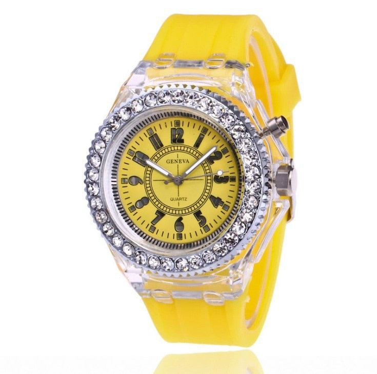 Flash Luminous Rhinestone Led Watch Trends for girls