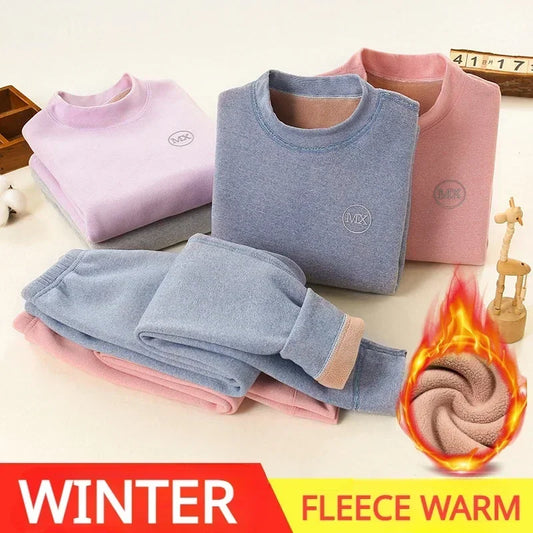 2-Piece Thermal Underwear Set for Boys - Fleece, 37°C Constant Temperature Warm, Winter Clothes for Children and Teenagers, Long Johns