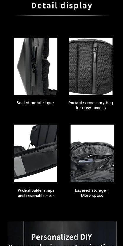 Motorcycle Backpack with LED EYE - DIY Riding Bag with APP Control, Hard Shell, Rainproof, Fits 14-Inch Notebook - Hiccupzz