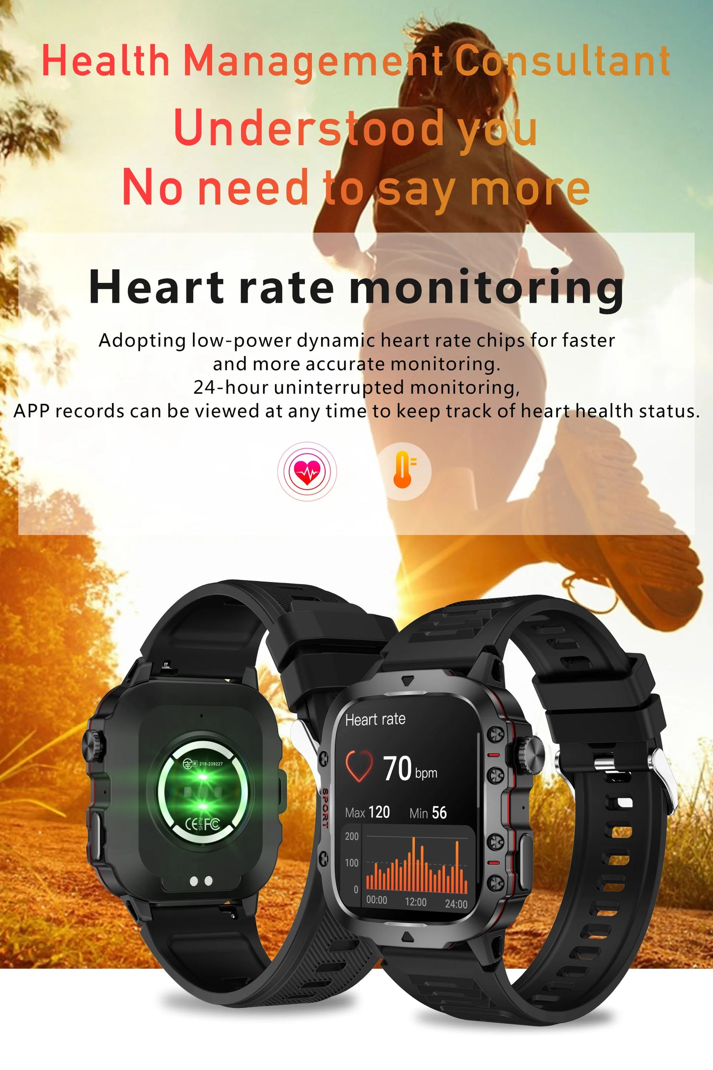 Xiaomi Military Smart Watch for Men - 1.96'' IP68 5ATM Outdoor Sports Fitness Tracker with BT Call & Health Monitor