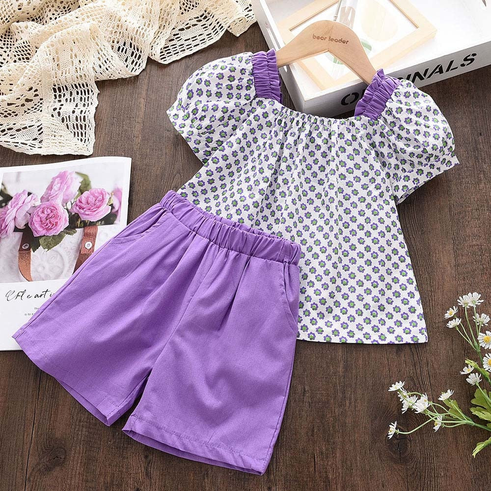 Kids Girls Clothing Sets Summer New Style Brand  Baby Girls Clothes Short Sleeve T-Shirt+Pant Dress 2Pcs Children Clothes Suits