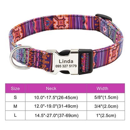 Personalized Dog Accessories Collar Nylon Printed Pet Puppy Collar Dog ID Collars Free Engraved ID for Small Medium Large Dogs - Hiccupzz
