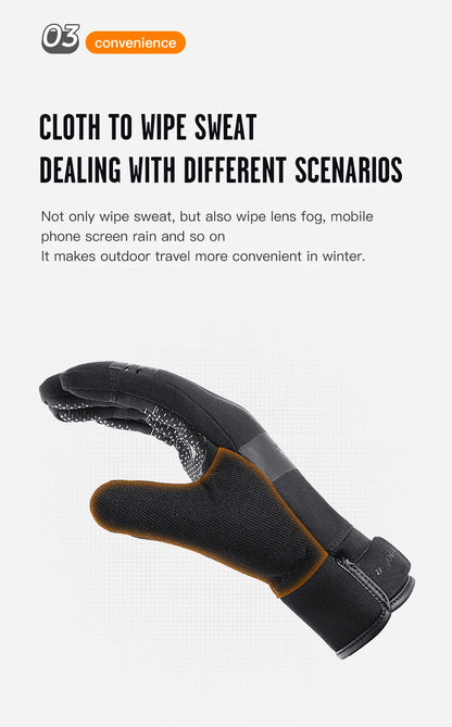 3M Black Waterproof Winter Gloves - Warm Cycling, Outdoor Sports