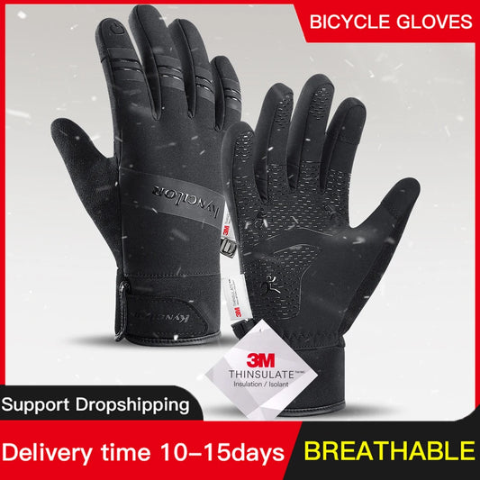 3M Black Waterproof Winter Gloves - Warm Cycling, Outdoor Sports