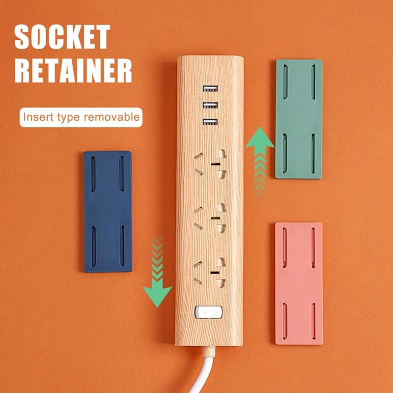 Wall-Mounted Plug Fixer Sticker Punch-free Home Self-Adhesive Socket Fixer Cable Wire Organizer Seamless Power Strip Holder