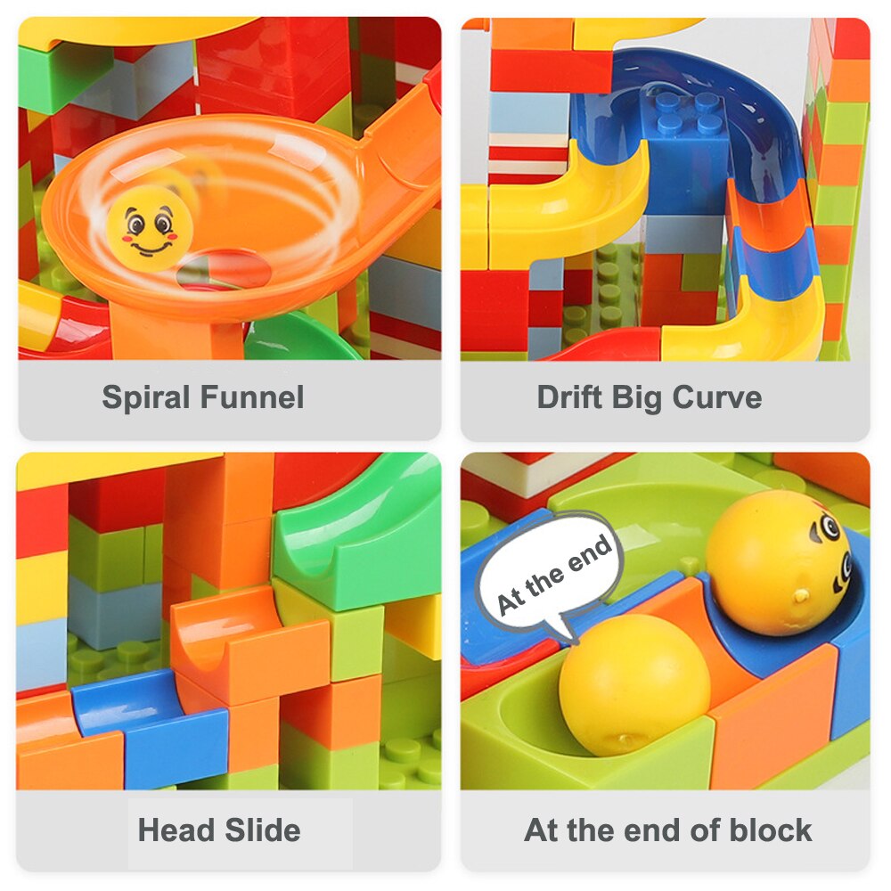 Marble Run Race and Small Size Building Blocks DIY Toys