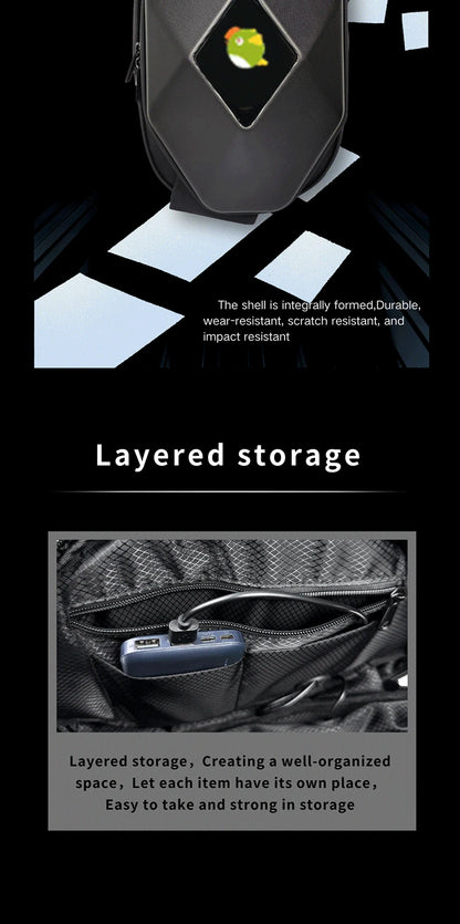 Motorcycle Backpack with LED EYE - DIY Riding Bag with APP Control, Hard Shell, Rainproof, Fits 14-Inch Notebook - Hiccupzz