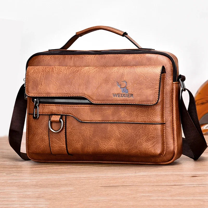 Men's PU Leather Shoulder Bag for 9.7'' iPad - Business Crossbody Messenger Travel Bag