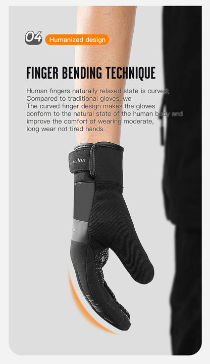 3M Black Waterproof Winter Gloves - Warm Cycling, Outdoor Sports