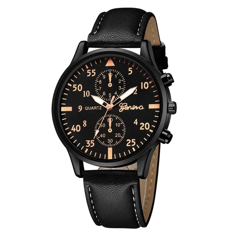 1/2/4 Pcs Men's Sports Watch Set - Business Quartz Wristwatch with Luxury Brown Leather Bracelet, Casual Design (No Box)