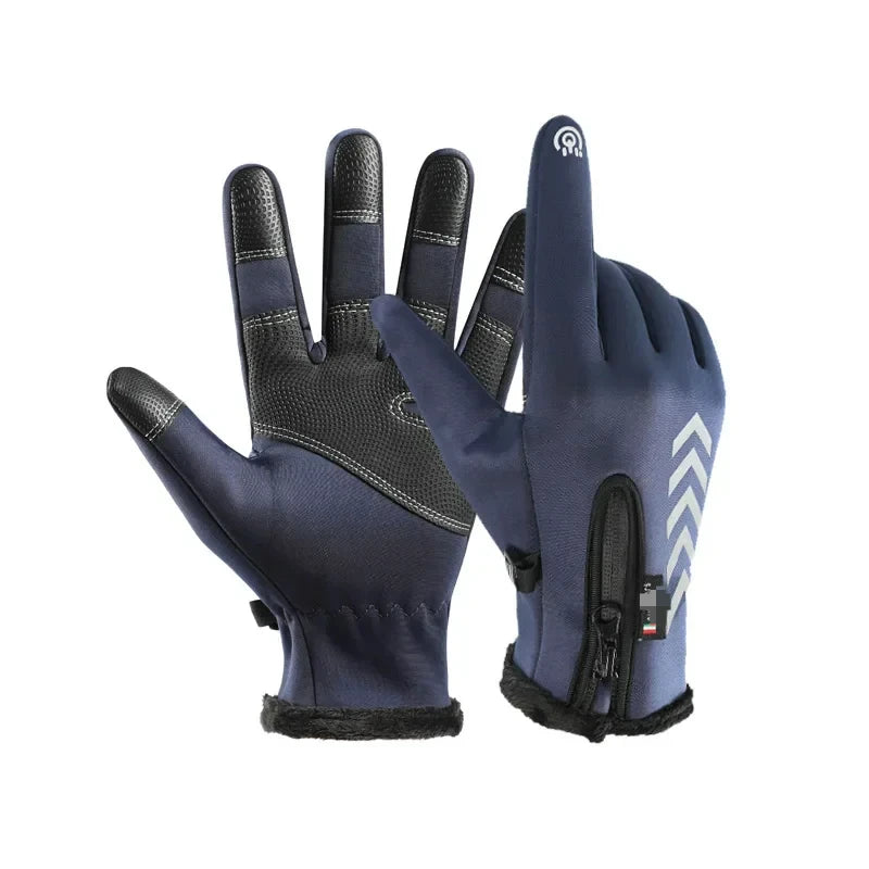 Men's Winter Waterproof Cycling Gloves - Touch Screen, Fleece, Non-slip, Warm Full Finger Gloves