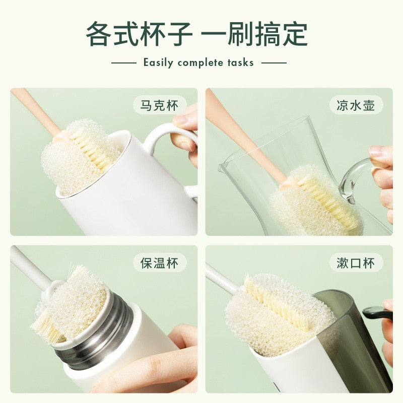 Cleaning Sponge Brush Long Handle Bottle