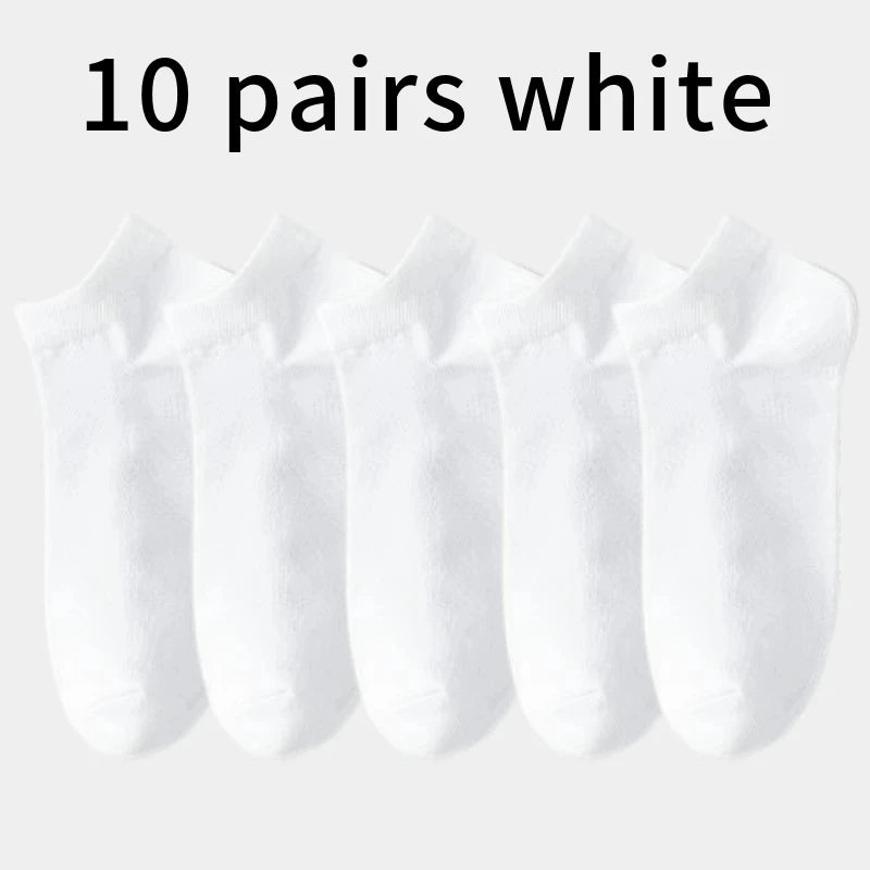 10 Pairs Breathable Cotton Sports Socks - Bamboo Fiber Sweat-Absorbing Deodorant Socks