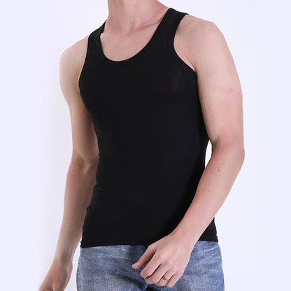 Men's Pure Cotton Fitted Vest - Summer Sleeveless Training T-Shirt - Hiccupzz