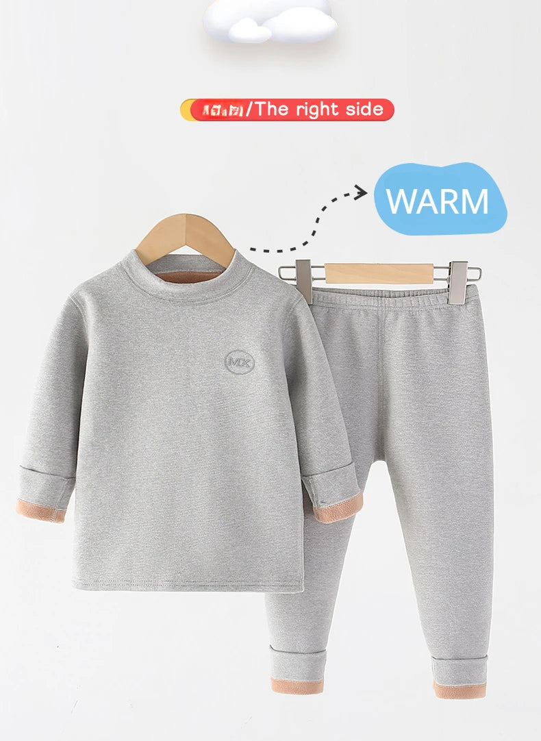 2-Piece Thermal Underwear Set for Boys - Fleece, 37°C Constant Temperature Warm, Winter Clothes for Children and Teenagers, Long Johns