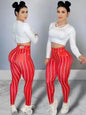Women's High Waist Stripe Print Sports Leggings - Hiccupzz