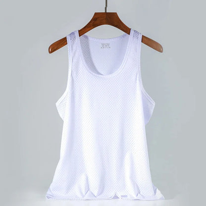 Men's Ice Silk Mesh Tank - Transparent Gym Stringer Bodybuilding Vest - Hiccupzz